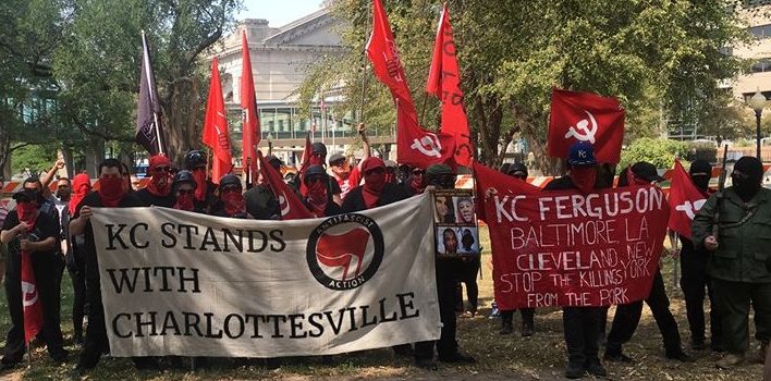Armed Antifa communists rally in Kansas City